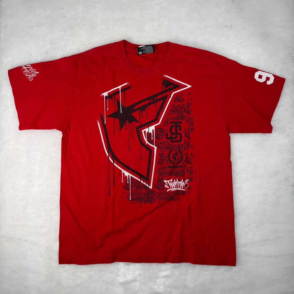Vintage Famous Stars And Straps Twitch T Shirt Red Y2K Skate XL Y2K Motocross